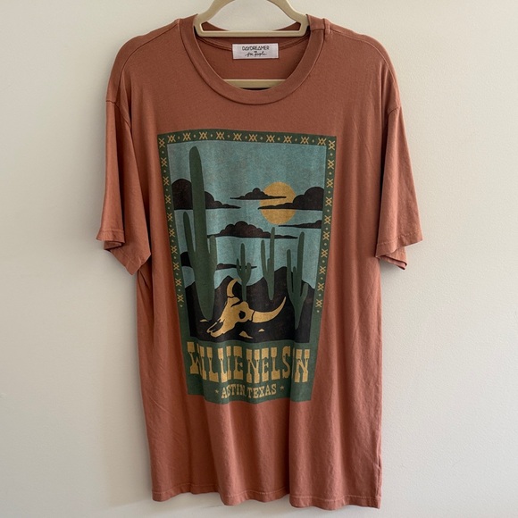 NWOT Daydreamer For Free People Willie Nelson Austin Texas Rust Graphic Tee - Picture 2 of 4